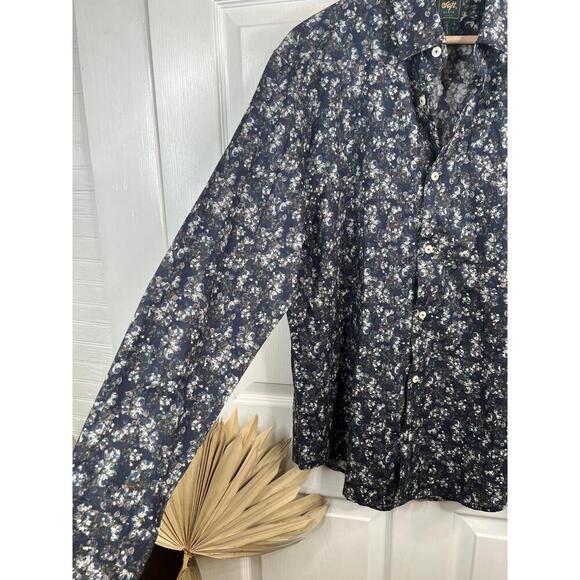 Soft Cloth Floral Pattern Point Collar Shirt Italian Woven Fabric Shirt Size L - Picture 3 of 13